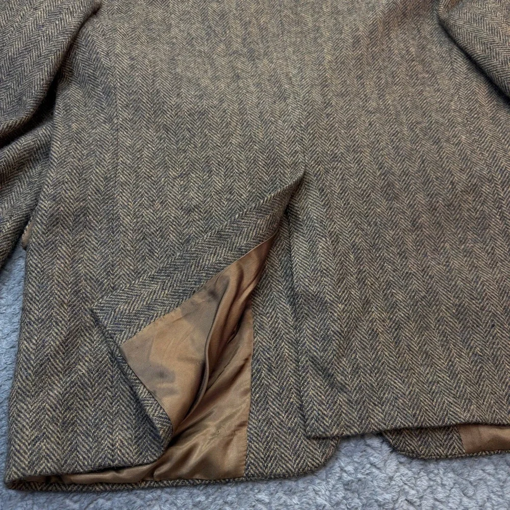 Burberrys Blazer Mens 41R Brown Wool Herringbone Sport Coat‎ Vintage